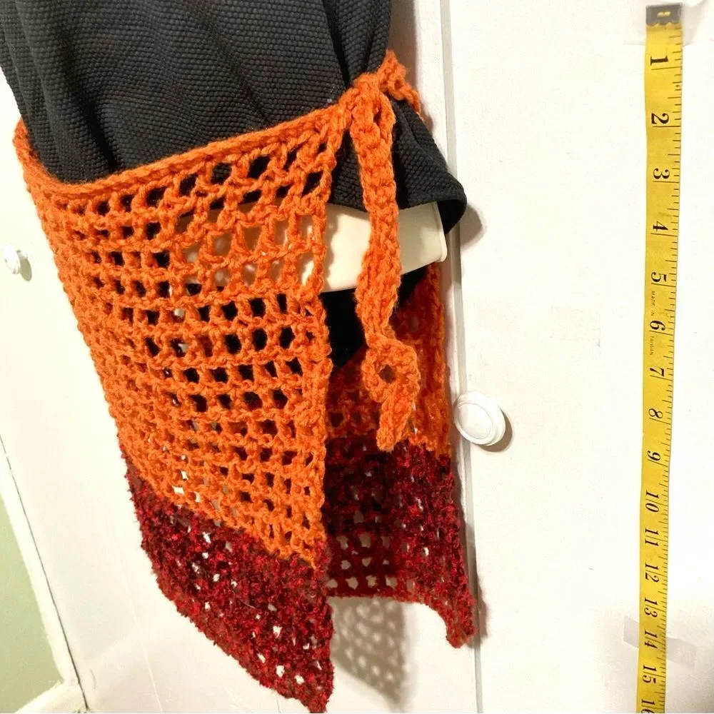 Swim Sarong Cover Up Fishnet Crochet Ombre Orange Red Black Gray 36 inch XL